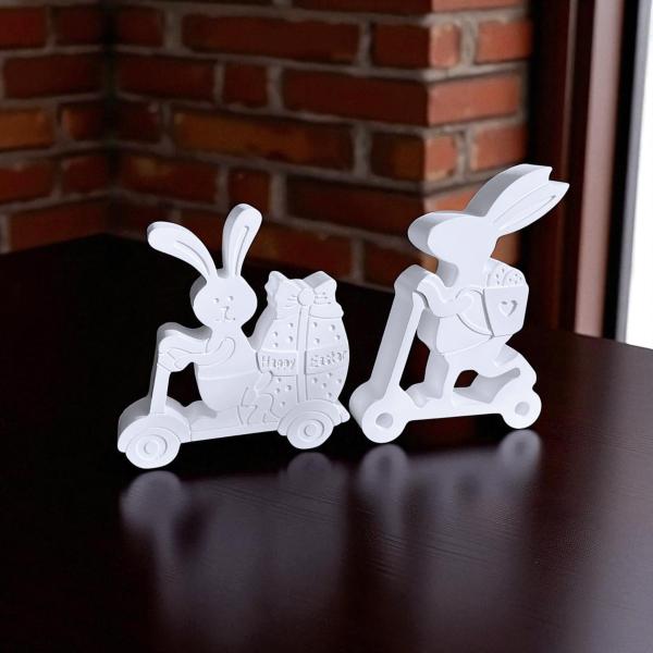 Hasen Osterhasen auf Rollern zwei Modelle Frühlingsdeko Tischdeko Raysin - Artikel-Nr. 1100071